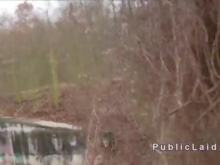 Adorable Czech femme fatale fucks in car in public