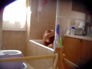 My grand step sister 19 spied in the bathroom