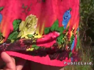 Busty blonde student gets banged in public