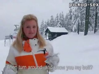 Nathaly Teges flashes her tits in public and fucked for money