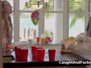 Beautiful teen cleans kitchen and my shaft