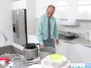Small size latina Nicole Bexley gets fucked by her stepdads huge phallus