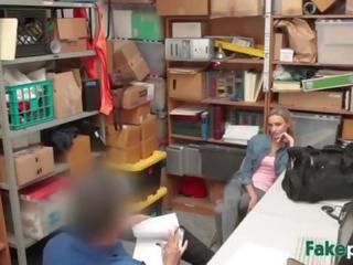 Petite tattooed blonde sucks off cock immediately thereafter having groovy adult movie with security guard