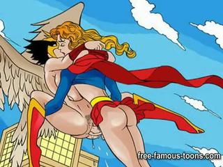 유명한 만화 superheroes 포르노를 패러디