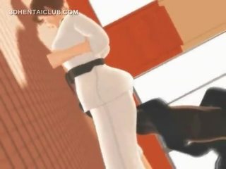 Karate hentai babe sucks monsters big shaft
