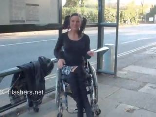Paraprincess outdoor exhibitionism and flashing wheelchair bound goddess showing