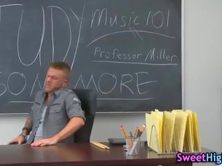 Uniform teen gets jizzed