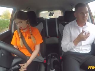 Busty Blonde cutie Stella Cox rides prick in car