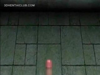 Розпусна аніме рудоволоса дме a великий phallus