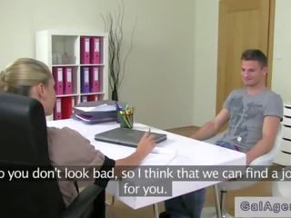 Dude fucks female agent from behind on diwan