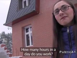Amateur babe fucks fake agent in public