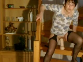 Turned on milf fuck extreme dildo and squirt