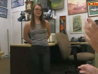 Pleasant enchantress pawns her pussy and fucked in the backroom