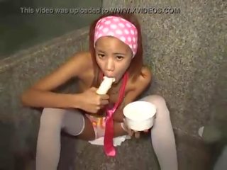 Me Thai damsel Tia 18 like banana sucking
