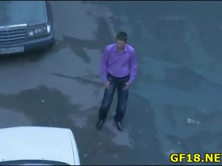 Guy sits and stares at his girlfriend getting fucked hard