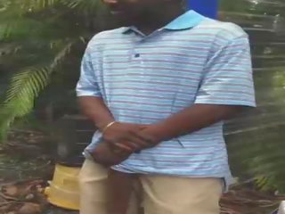 Huge&excl; Big Black peter Flash in Public Bus Stop