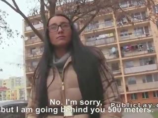 Euro amateur sucks huge member in public
