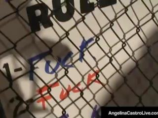 Kubánský xxx film královna angelina castro grinds bbc v a klec fight&excl;