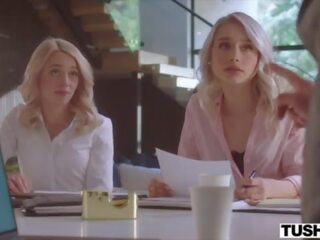 TUSHY Blonde hottie Scarlett has anal fun with her boss