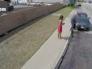 Alluring blonde blowjobs a big phallus in a tow truck